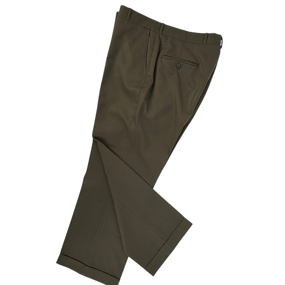Vintage Corbin Ltd Andrews Glendora Mens Olive Twill Cuffed Dress Pants USA Made